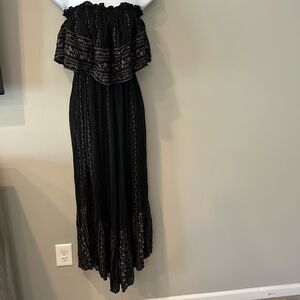 Sugar & Cream Women's Black Sleeveless Smock Top Wide Leg Flowy Jumpsuit Small